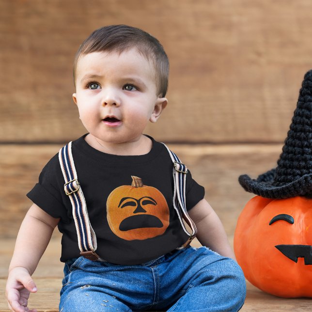 Jack o'Lantern Olycklig Ansikte, Halloween Pumpkin T-shirt (Jack o' Lantern Unhappy Face, Halloween Pumpkin Baby T-Shirt)