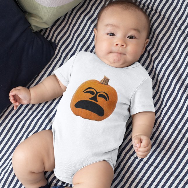 Jack o'Lantern Olycklig Ansikte, Halloween Pumpkin Tee Shirt (Jack o' Lantern Unhappy Face, Halloween Pumpkin Baby Bodysuit)