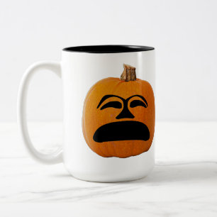 Jack o'Lantern Olycklig Ansikte, Halloween Pumpkin Två-Tonad Mugg