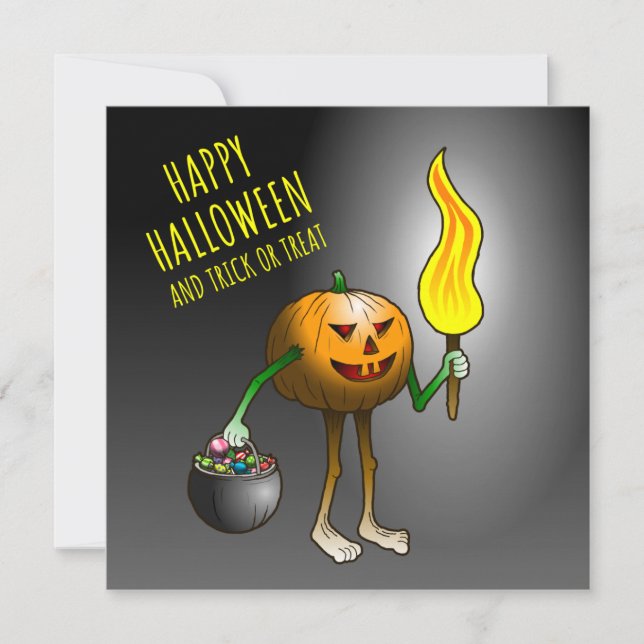 Jack O'lantern på väg att lura eller behandla Kort (Framsida)