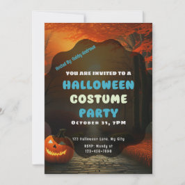 Jack-O'lantern på Väg Halloween på hösten Inbjudningar
