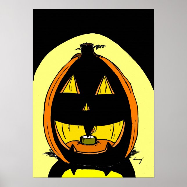 Jack O'Lantern Poster Skriv ut - OAK-teckning (Framsidan)