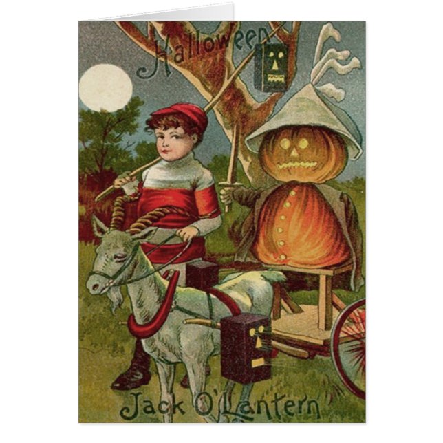Jack O'Lantern Pumpkin Goat Full Moon Hälsningskort (Framsidan)