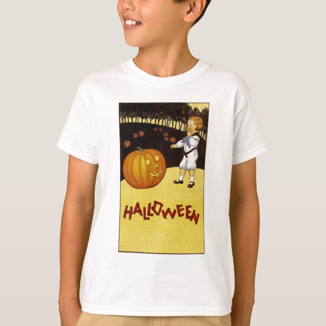 Jack o'Lantern Pumpkin Patch Halloween Tee Shirt (Framsida)
