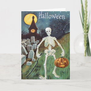 Jack O'Lantern Pumpkin Skeleton Cemetery Kort