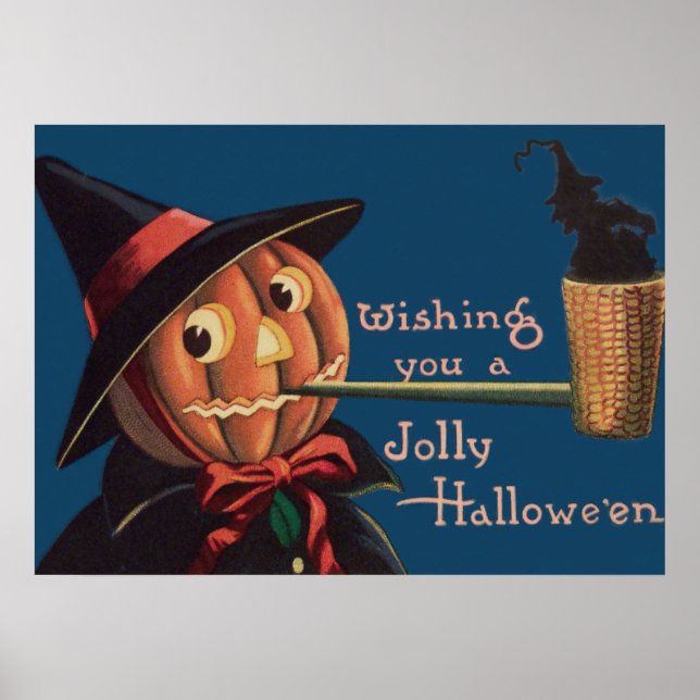 Jack O'Lantern Pumpkin Witch Pipe Poster (Framsidan)