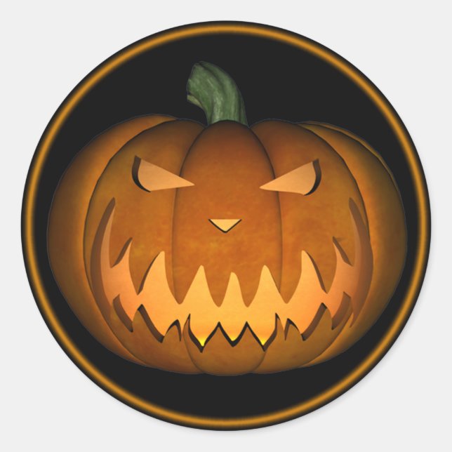 Jack o'Lantern Runt Klistermärke (Framsida)