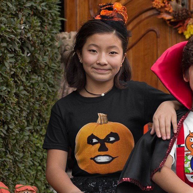 Jack o'Lantern Sinister Ansikte Halloween Girls' T-shirt (Jack o'Lantern Sinister Face Halloween Girls' T-Shirt)
