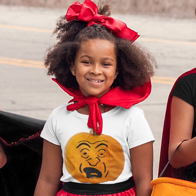 Jack o'Lantern Skrämt Ansikte Halloween Pumpkin Gi Tröja (Jack o' Lantern Scared Face Halloween Pumpkin Girl T-Shirt)