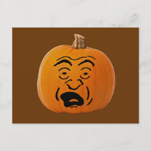 Jack o'Lantern Skrämt Ansikte, Halloween Pumpkin Vykort