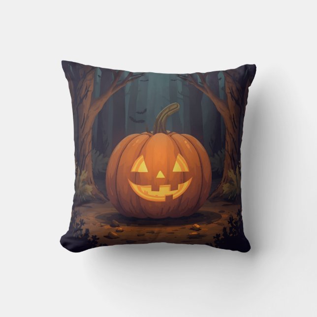Jack O'Lantern som växer i skogen Kudde (Framsida)