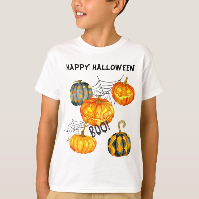 Jack o'Lantern Spindelnät Halloween T Shirt (Framsida)