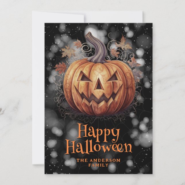 Jack O'Lantern Spooky Happy halloween Card Julkort (Framsida)