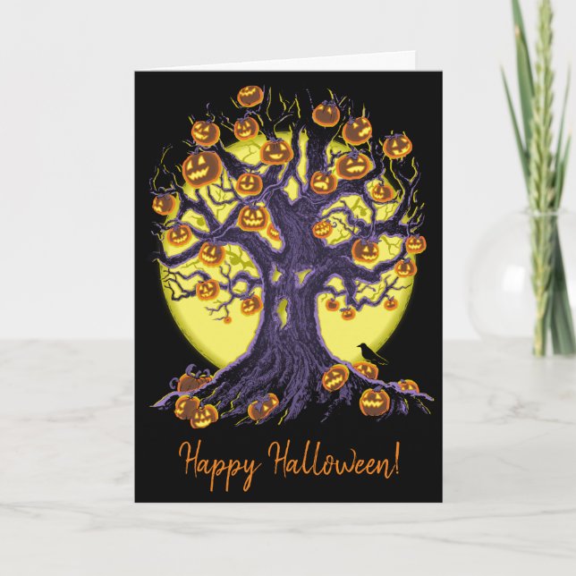 Jack O'Lantern Träd Kort (Framsida)
