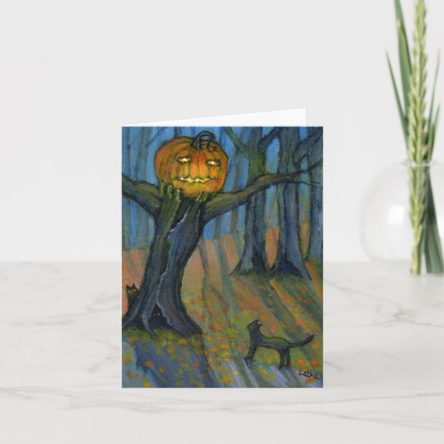 Jack O'Lantern Träd Skrämmer anteckningskort (Framsida)