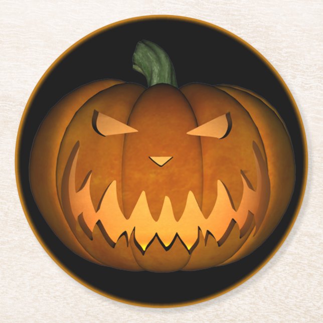 Jack O'lantern Underlägg Papper Rund (Framsidan)