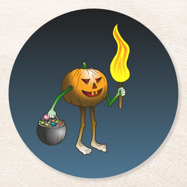 Jack O'lantern ut till bus eller godis Underlägg Papper Rund (Framsidan)