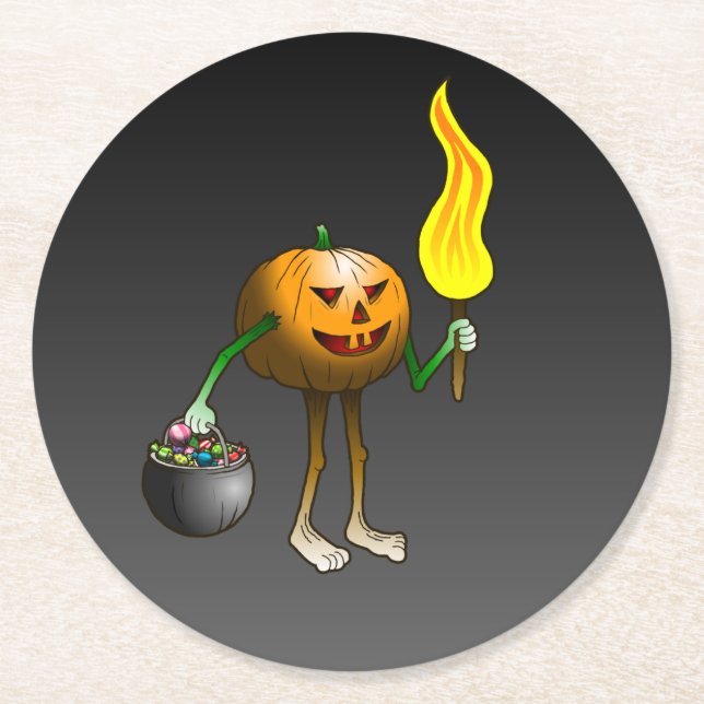 Jack O'lantern ut till bus eller godis Underlägg Papper Rund (Framsidan)