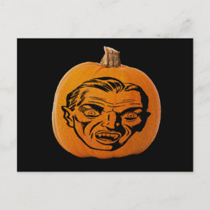 Jack o'Lantern Vampire Ansikte, Halloween Pumpkin Vykort