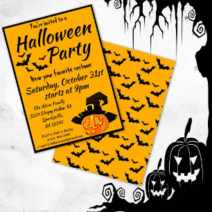Jack O'Lantern Witch Halloween Costume Party Inbjudningar