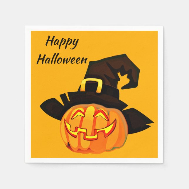 Jack O'Lantern Witch Happy halloween Party Pappersservett (Framsidan)