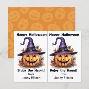 Jack o'Lantern Witch School Party Halloween Card Vykort
