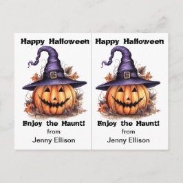 Jack o'Lantern Witch School Party Halloween Card Vykort