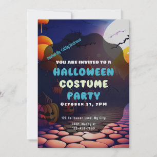 Jack-O'Lanternor Full Moon Creepy Halloween Inbjudningar