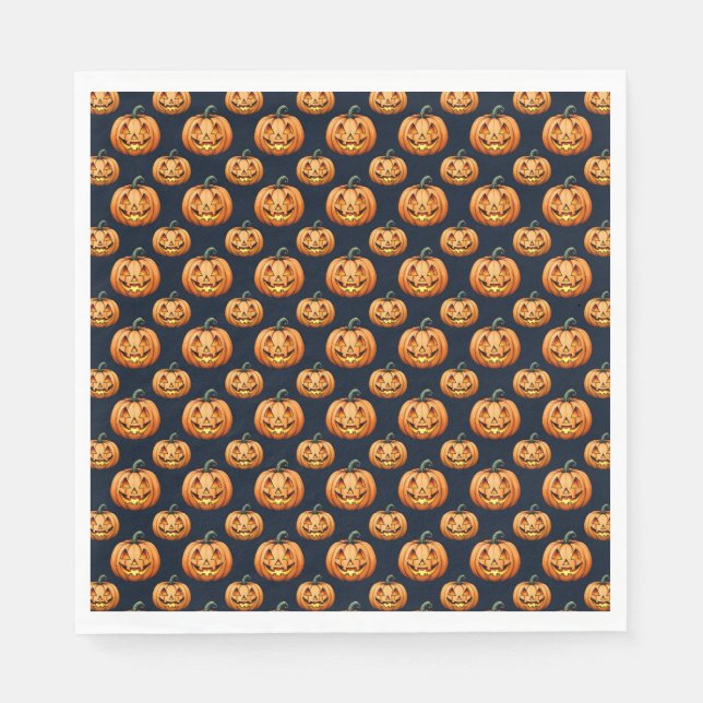 Jack o'Lanternor on Black Halloween Pappersservett (Framsidan)