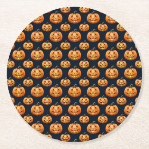 Jack o'Lanternor on Black Halloween Underlägg Papper Rund