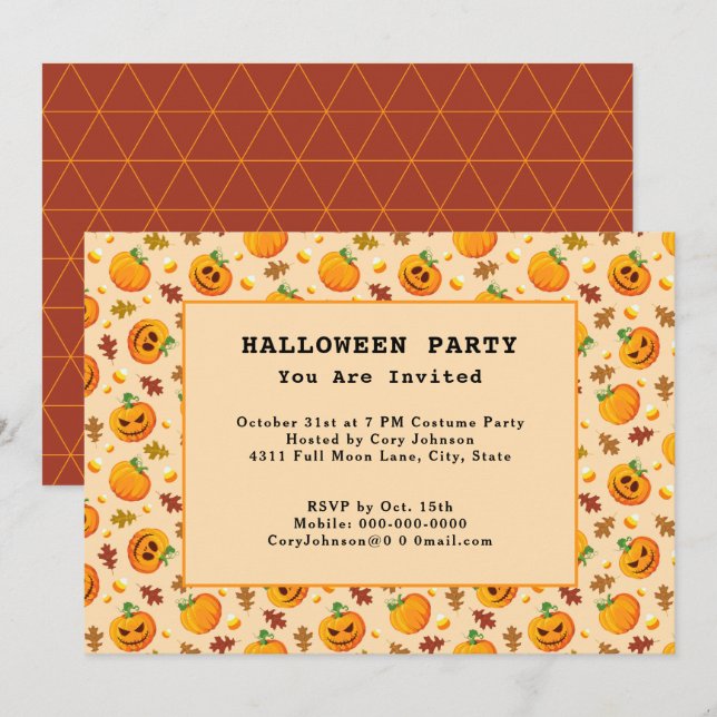 Jack o'Lanternor Pumpkins Autumn Halloween fest Inbjudningar (Fram/baksida)