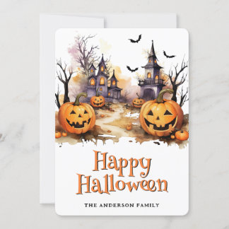 Jack O'Lanterns Fladdermus Graveyard Halloween Car Julkort