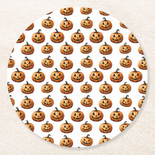 Jack O'Lanterns on White Halloween Underlägg Papper Rund