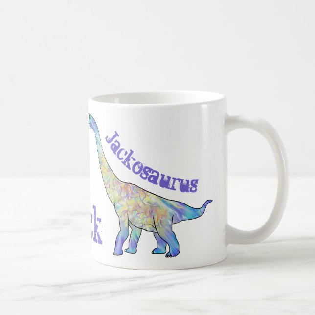Jack osaurus Färgrik Brachiosaurus Dinosaurie Namn Kaffemugg (Höger)