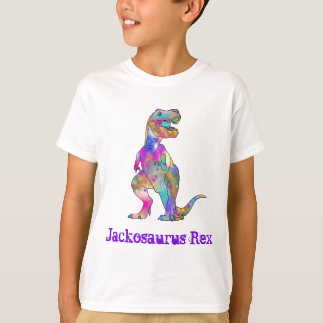 Jack osaurus Rolig Färgrik Söt T Rex Dinosaurie Shirt (Framsida)