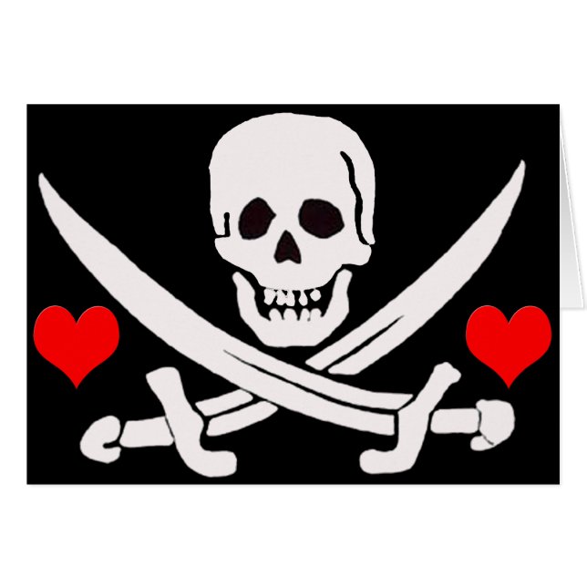 Jack-Rackham-Hjärtor Hälsningskort (Framsidan Horizontal)