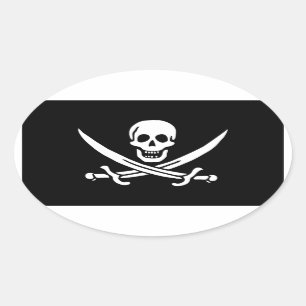 Jack Rackham; Jolly Roger Flagga; Pirat Ovalt Klistermärke