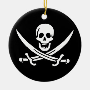 Jack Rackham Pirat Flagga Julgransprydnad Keramik