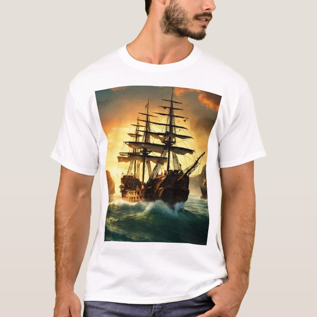 Jack-reservbåt som seglar in i Golden Horizon" T Shirt (Framsida)