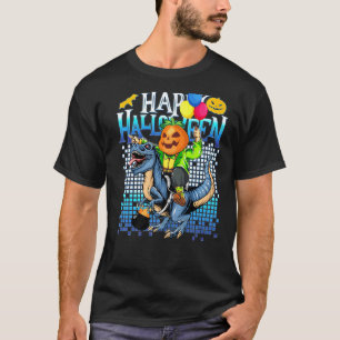 Jack Riding Trex Dino Jurassic Halloween Pumpkin C T Shirt