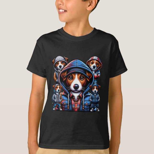 Jack Russel Gangster Hundar T Shirt (Framsida)