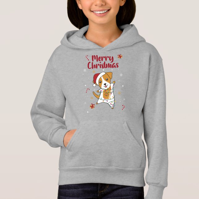 Jack Russel jul Hund Winter Animals Hundar Adul T Shirt (Framsida)