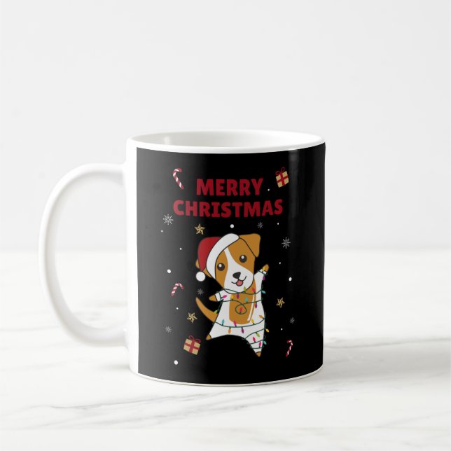 Jack Russel jul Hund Winter Animals Hundar Kaffemugg (Vänster)