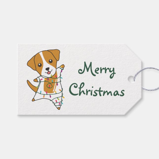 Jack Russel jul Hund Winter Animals Hundar Truc Presentetikett (Framsidan (Horisontell))