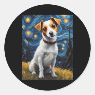 Jack Russel med färgutskrift av färgton Runt Klistermärke