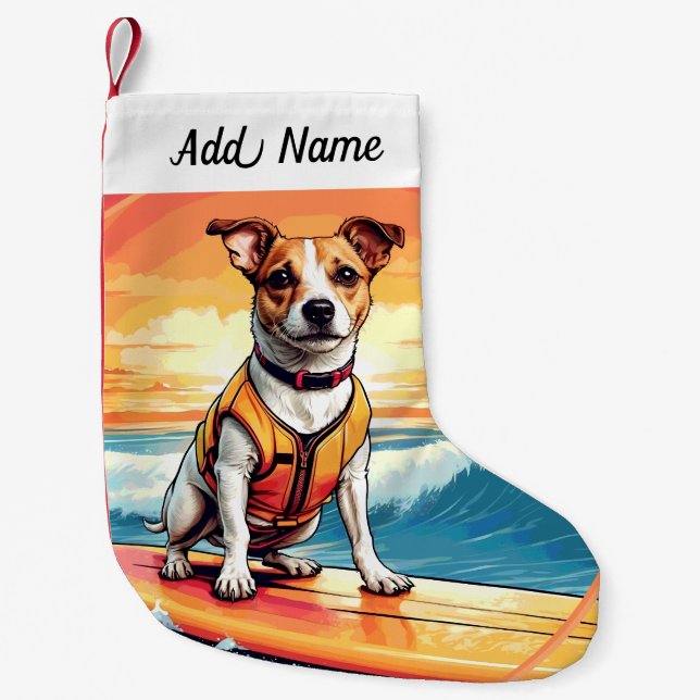 Jack Russel Terrier Hund Liten Julstrumpa (Framsidan)