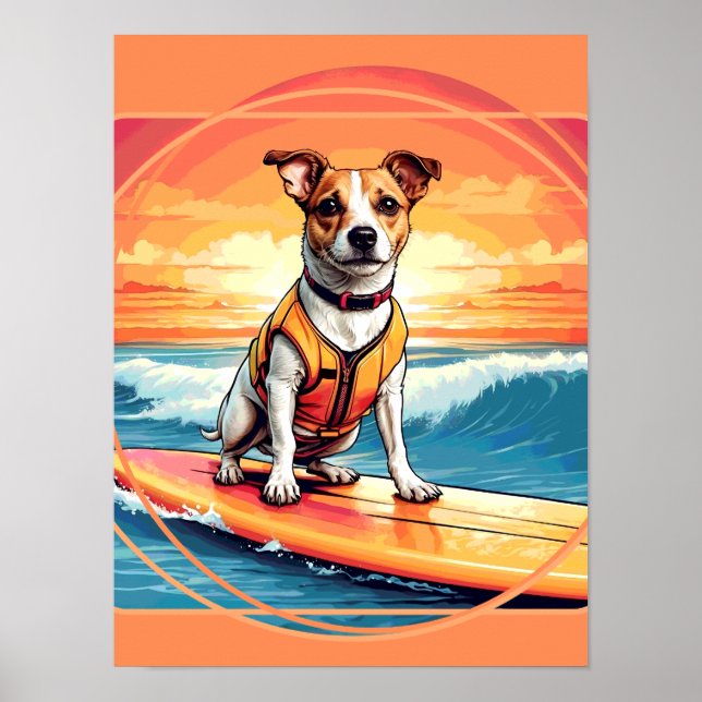Jack Russel Terrier Surfing Poster (Framsidan)