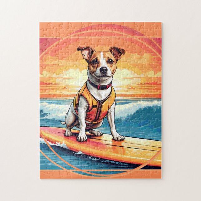 Jack Russel Terrier Surfing Pussel (Vertikal)