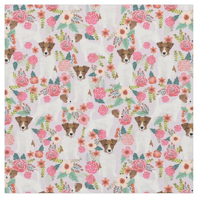 jack russel vintage blommigt blek lavender tyg (Närbild)