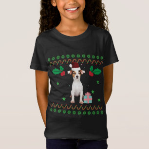 Jack Russel Wearing jul Hat Hund Pappa Julafton i T Shirt